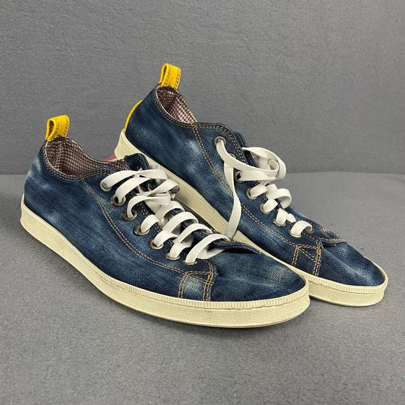 Dsquared2 Sneakers Men US 9.5 Blue Denim Loose Eyelets Italy Low Top Skate Shoes